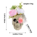 Decorative Halloween skull prop with pink and white flowers, dimensions 20x17x18cm - Flower Style (R1-31)