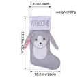 Grey plush bunny-shaped Christmas stocking kids candy gift bag with size measurements - Dog Style (T1-39) / Gray