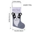 Large badger Christmas stocking hanger with dimension labels 45x26 cm for decor - Skunk Style (T1-37) / Gray