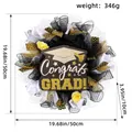 Ghirlanda per laurea con nastri in rete e cartello in legno Congrats GRAD per porta - Ghirlanda in Rete con Targa in Legno di Laurea (W3-13)