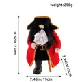 Handcrafted pirate gnome plush doll in red coat with detailed size dimensions for display - Pirate Style / 27x19x10cm