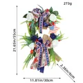 Independence Day wreath with white roses and patriotic ribbons, 21.65 inch height - Independence Day Double Bow Wreath