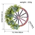 Couronne décorative en forme de roue avec feuilles d'eucalyptus et panneau welcome - Style Roue de Chariot à Feuilles Vertes