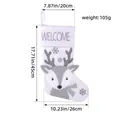 Dekorative weiße Plüsch Rentier Weihnachtssocke mit Maßen 45x26 cm für Weihnachten - Grauer Hirsch-Stil (T2-39)