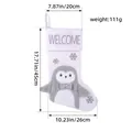 Große weiße Plüsch-Weihnachtssocke mit Pinguin-Motiv und detaillierten Größenangaben - Grauer Pinguin-Stil (T2-38)