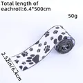 Nastro decorativo bianco con impronte di zampe di cane nere per regali, largo 6,4 cm - Stampa Zampa di Cane / 6.4cmx500cm