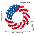 Handmade PU rose wreath for American Independence Day patriotic door decor 14 inch - Round Style