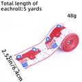 US Independence Day burlap ribbon with red truck and flag pattern, 2.52 inch wide - Car Style / Single Roll Pack