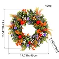 Kunstmatige eucalyptuskrans van 45 cm met zomerfruit en bessen voor decoratie van de deur - Eucalyptus Fruit Stijl / 45 cm / Zomerfruit Krans