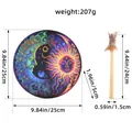 Handmade shamanic drum with vibrant sun and moon graphics and matching drumstick - Sun and Moon Style (E3-62)