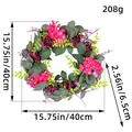 Paarse rozen bloemenkrans van 40 cm voor decoratie van de voordeur buiten in de lente - Roze Paarse Rozenkrans (W3-8) / Diameter 40CM