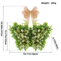 Butterfly-shaped spring foliage wreath with burlap bow, 18.5x18.1 inches measurement view. - Butterfly Design / L