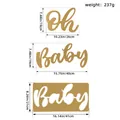 Wooden Oh Baby signs set for party decor with dimensions and weight specifications - Oh Baby Artistic Plaque / Gold Style