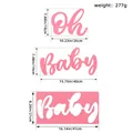 Set of three pink Oh Baby wooden signs for party decoration and photo booth props - Oh Baby Artistic Plaque / Pink