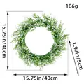 Artificial green eucalyptus wreath with white flowers, 15.75 inch diameter size display - L2-13 White Green Style