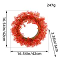 Levendige rode lentekrans voor decoratie van de voordeur, diameter 42 cm. - Krans (T3-52) / Rood