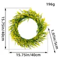 Yellow artificial eucalyptus spring wreath for door decor, 15.75 inch diameter - L3-17 Yellow Green Style