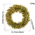 Spring berry wreath decoration with green leaves and red berries, 15.75 inch diameter - 40CM / Spring Berry Wreath