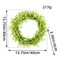 Artificial spring greenery wreath 40cm diameter 15.75in for holiday wall decoration - S3-29 Green