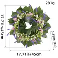 Large 45cm artificial flower wreath with green leaves and lavender for garden decor - Green Leaf Lavender (S3-25)