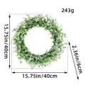 Vibrant spring artificial green leaf wreath with delicate white flowers 15.75 inch - S3-32 White