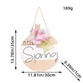 Round wooden Welcome Spring door sign with dimensions and pink bow decoration detail - Pink Bow Spring Style (X2-30) / 30x1x35cm
