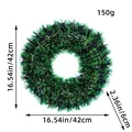 Large 42cm green and black Christmas tinsel wreath with a 150g lightweight design - Green Style (L3-48)