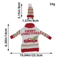 Festive knitted Christmas wine bottle cover set with red truck and matching hat - Knitted Car Pattern Style