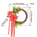 Floral decorative dry branch wreath with red ribbon bow and streamers, 35cm diameter - Bowknot Streamer Wreath (J2-10)