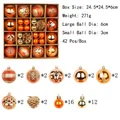 42-piece orange and gold Christmas ball ornament set with dimensions - R2-11 Style