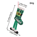 Calza di Natale a quadri verdi con gambe lunghe e misure dettagliate fornite. - N3-23 Stile XMAS