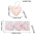White heart-shaped hemp rope Christmas tree ornament decoration with size dimensions - Set of 3 / Hemp Rope Heart Style