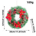 30 cm Weihnachtskranz mit roten Weihnachtssternen und Zapfen für die Türdekoration - Drei Blumen Stil (H1-2)