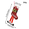 Calza di Natale a quadri rossi e neri con gambe lunghe e scritta HAPPY decorativa - N3-22 Stile Happy