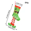 Calza di Natale creativa verde con gambe da elfo a righe e ricamo JOY decorativo - N3-21 Stile Joy