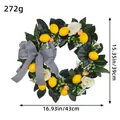 Artificial lemon wreath with black white bow, 16.93 inch door decoration for garden - Yellow Lemon