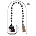 Halloween wood bead garland featuring a haunted house pendant and tassel detail, 58cm length - Ghost Castle Style (AA2-39) / Approx. 58cm Long
