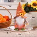 Thanksgiving sunflower gnome plush doll with orange hat and white beard, 27cm tall - Male Style (E2-28) / 17x10x27cm
