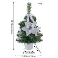 Desktop mini 40cm artificial Christmas tree in white pot with silver glitter poinsettia flower - Silver