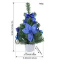 Miniature blue-themed Christmas tree potted decoration with size annotations, 40cm height - Blue