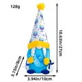 Handcrafted Hanukkah gnome plush doll with blue high hat and dreidel decoration - Braid Style