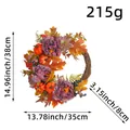 Harvest festival autumn peony and pumpkin wreath with 38cm dimensions and 215g weight - Deep Plum Red