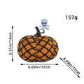Handgefertigter, gestrickter Halloween-Kürbis in Orange und Schwarz mit Totenkopf, 17x14 cm - Skelett Dekoration Stil / Gelber Kürbis (AA3-20)