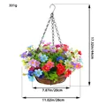 Artificial flower hanging basket with colorful daisies and detailed size measurements - Colorful Butterfly Hanging Basket