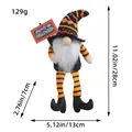 Halloween gnome doll with striped long legs and Happy Halloween sign, 28cm tall decoration - Witch Gnome with Sign (Z1-29)