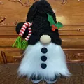 Handmade Christmas faceless gnome plush doll with black hat and white faux fur beard - Snowman Doll (D2-27)