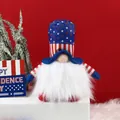 Gnomo luminoso patriottico fatto a mano per il Giorno dell'Indipendenza con cappello a cilindro. - Cappello Blu (C3-5)