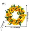 Couronne de tournesols artificiels de printemps pour décor mural, 40cm de diamètre - Couronne de Tournesols / K2-35 Anneau Unique
