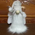 White plush angel gnome doll with silver wings and halo for Christmas holiday decor - White Angel (D2-29)