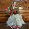 Handmade Christmas faceless gnome plush doll with a brown snowman hat and long beard - Gingerbread Man (D2-30)